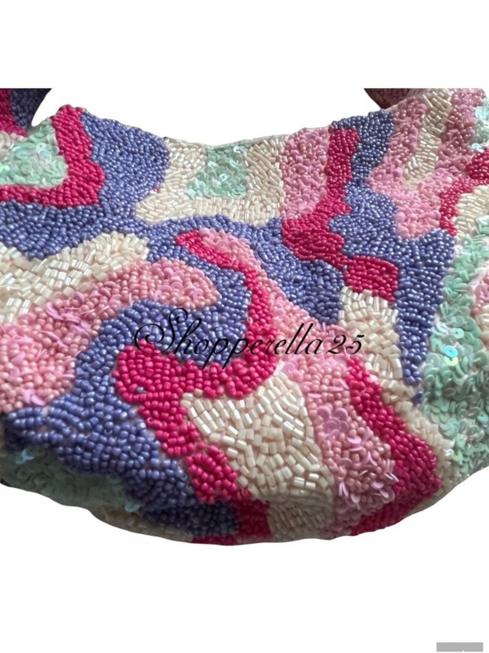Viral Beaded Camo Bag | Handcrafted in India- pink beaded bag - pastel bag